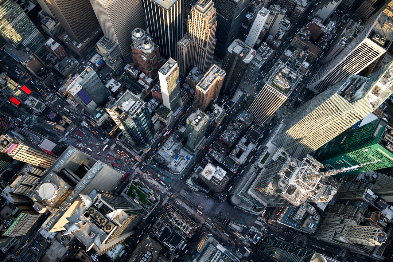 Aerial view of Times Square